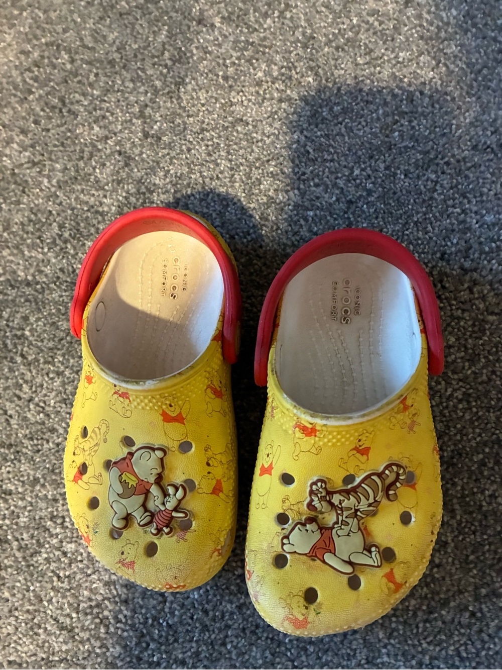 Kids Yellow Winnie the Pooh Slip-On Crocs size 8